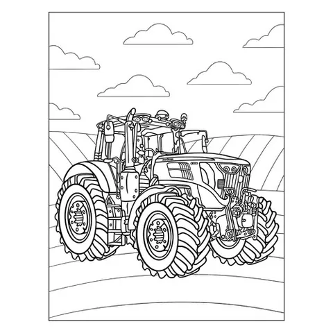 Раскраска «Британский трактор John Deere 6195M»
