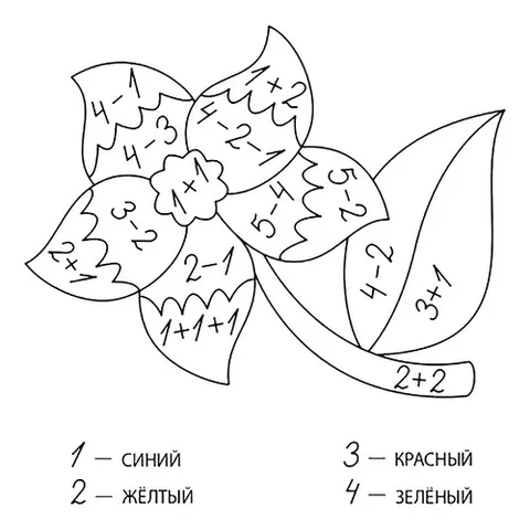Раскраска «Цветок (сложение и вычитание до 10)»