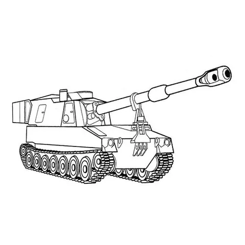 Раскраска «Американская самоходная артиллерийская установка M109 Паладин»