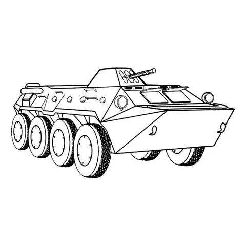 Раскраска «Советский бронетранспортёр БТР-70»