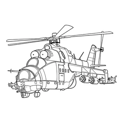 Раскраска «Вертолёт МИ-24»